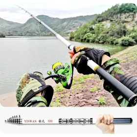Spinning Rod Rock Fishing Carbon Fiber Mini Telescopic Portable 1.8M (Option: 180cm7086inch)